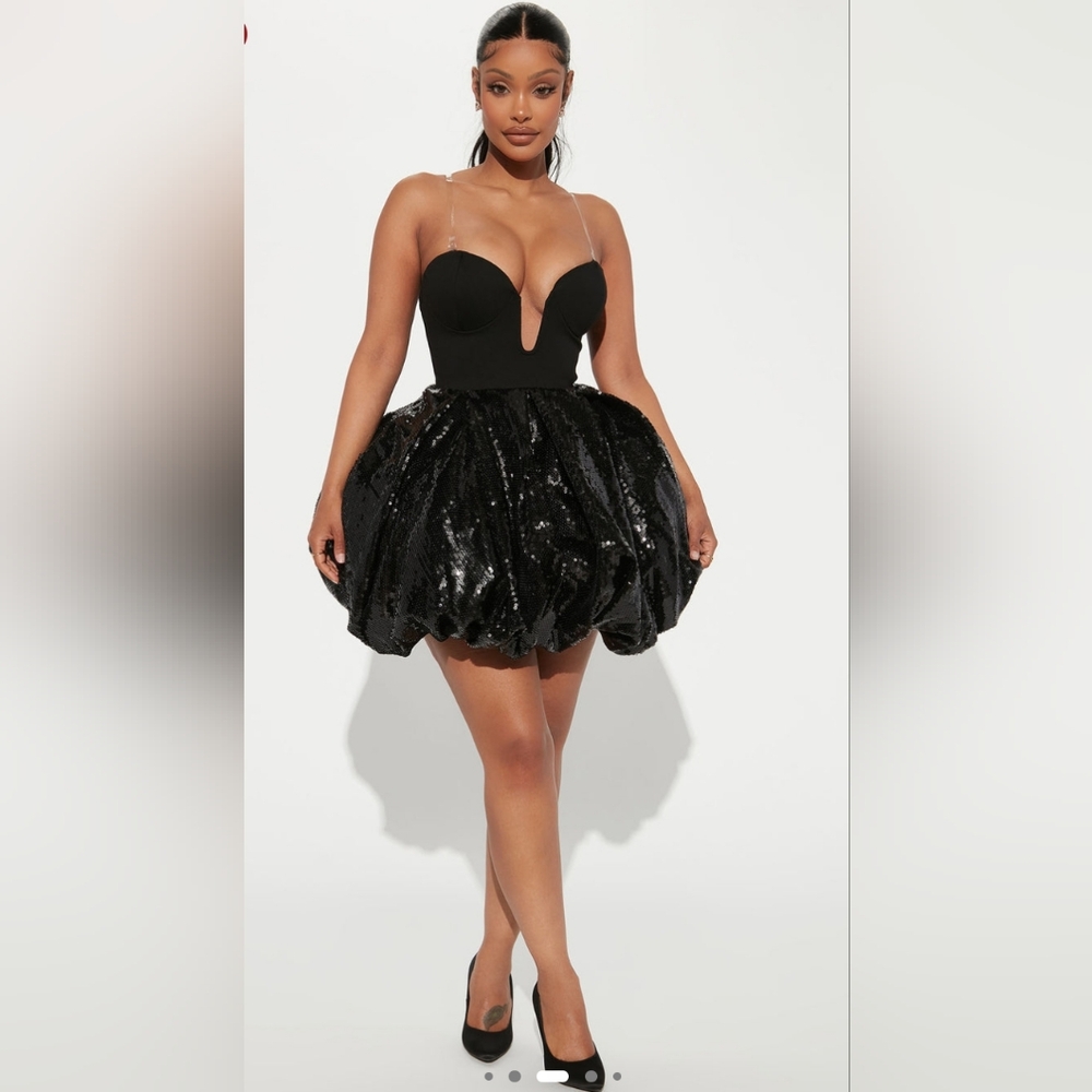Fashion Nova Always Yours Sequin Bubble Mini Dress